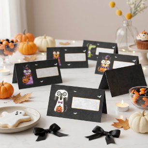 Söt spöklik akvarell Halloween-fest Placeringskort