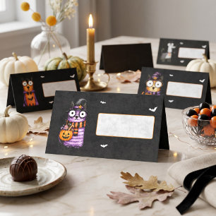 Söt spöklik akvarell Halloween-fest Placeringskort