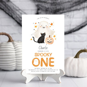 Söt spöklik ETT spöke Halloween 1-årsdag Inbjudningar