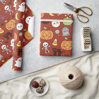 Söt spöklik festpresentinslagning, rolig Halloween Presentpapper