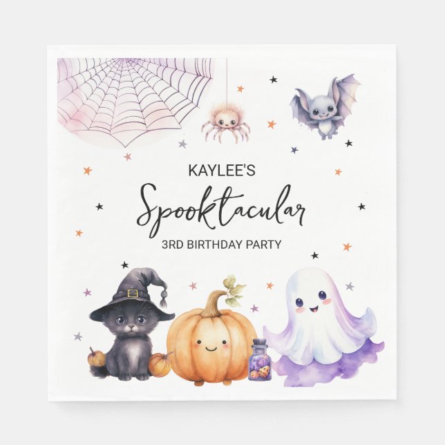Söt spöklik födelsedagsfest pappersservett (Framsidan)