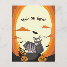 Söt spöklik Halloween-fladdermusfest Helg Vykort