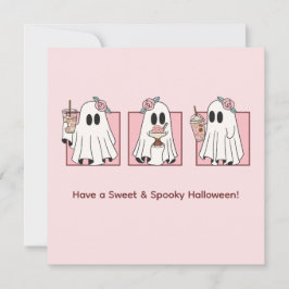 Söt & spöklik Halloween semesterkort – Kawaii  Julkort