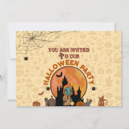Söt spöklik Halloweenfest för barn  Inbjudningar