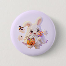Söt spöklik kanin Halloween-knappnål
