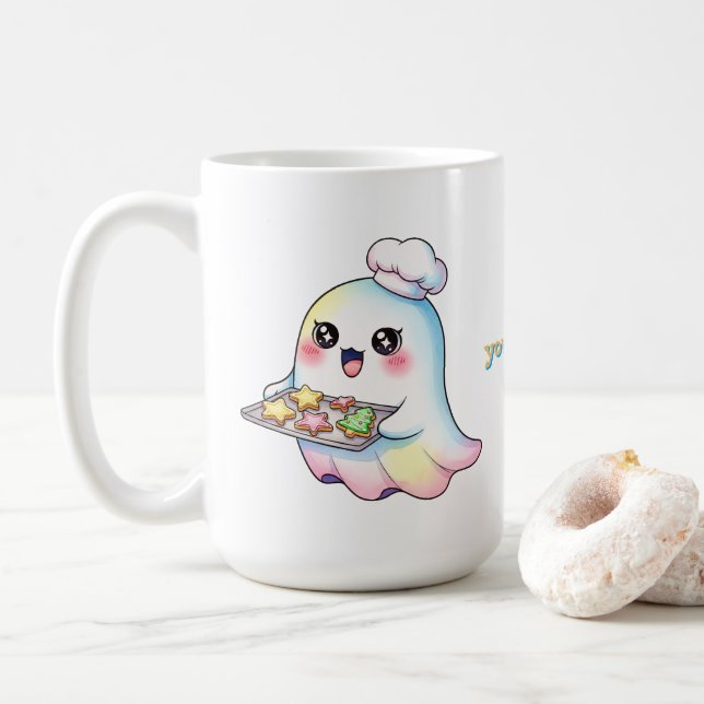 Söt spöklik kock med julkulor kaffemugg (Med munk)