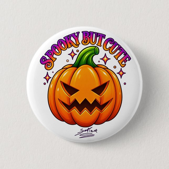 Söt spöklik pumpa Halloween rund knappnål Knapp (Framsida)