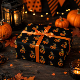 Söt spöklik pumpa häxa hatt Halloween Presentpapper