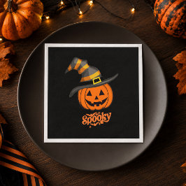 Söt spöklik pumpa häxhatt Halloween Pappersservett