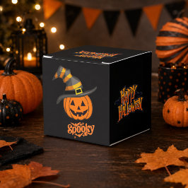 Söt spöklik pumpa häxhatt Halloween presentlåda