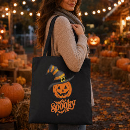 Söt spöklik pumpa häxhatt Halloween Tygkasse