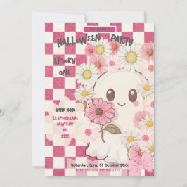 Söt spöklik rosa daisy Halloween-festinvitation Inbjudningar