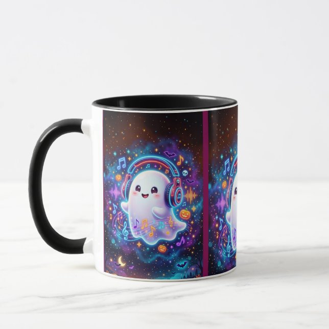 Söt spöklik rosa Halloween-kaffekopp Mugg (Vänster)