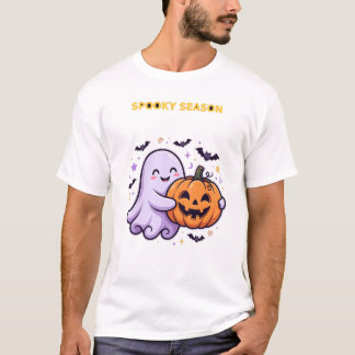 Söt spöklik säsong Ghost och Pumpkin Halloween Shi T Shirt