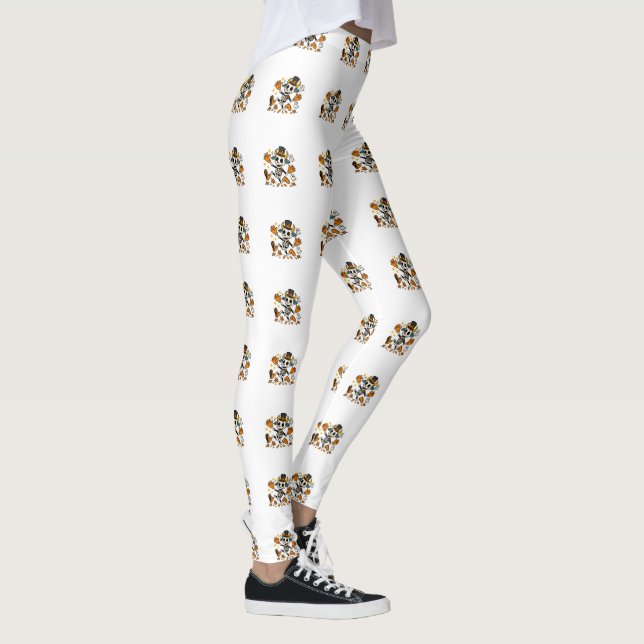 Söt spöklik skelettget med toppmössa  leggings (Höger)