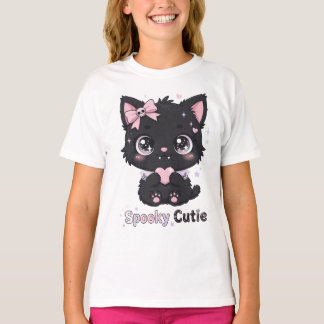Söt spöklik söt goth katt tjej t-shirt - Kawaii