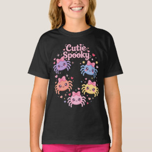Söt spöklik spindel rosa båge hjärtan stjärnor söt t shirt