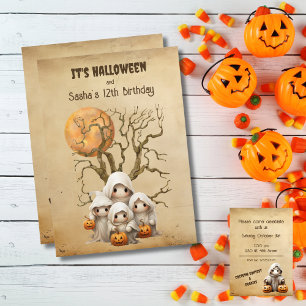 Söt spöklik spök trick or treat familj inbjudningar