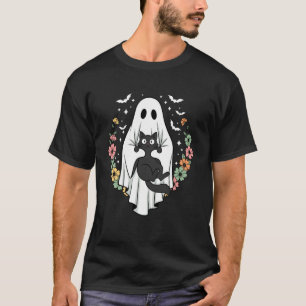Söt spöklik spöke som håller svart katt groovy blo t shirt