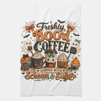 Söt spöklik spökkaffegal Halloween Kökshandduk