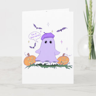 Söt spöklik tecknad Glad Halloween semesterkort Helgkort