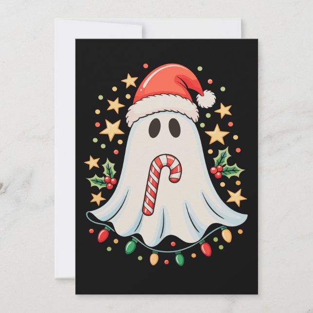 Söt spöklikter Träd Kaka God Jul Xmas Inbjudningar (Framsida)