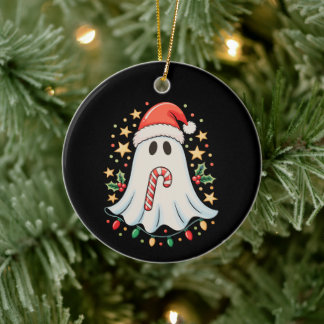Söt spöklikter Träd Kaka God Jul Xmas Julgransprydnad Keramik