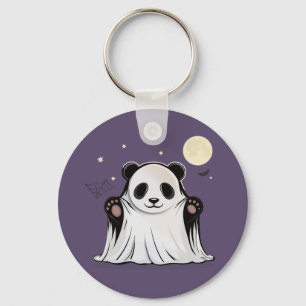 Söt spökpanda under månen nyckelring