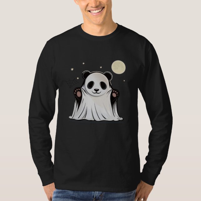 Söt spökpanda under månen  t shirt (Framsida)