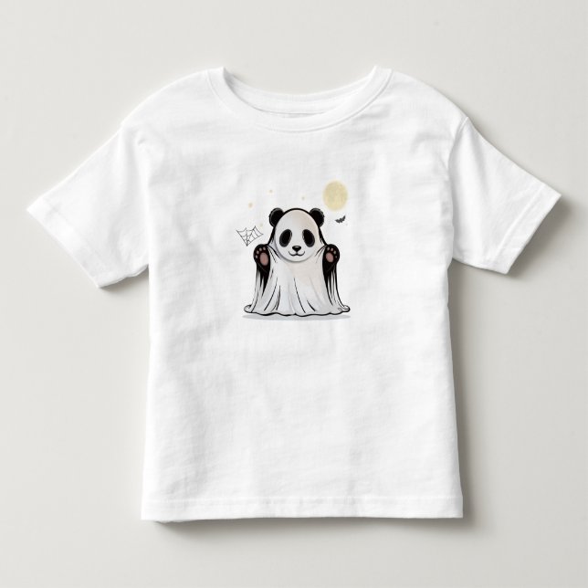 Söt spökpanda under månen  t shirt (Framsida)