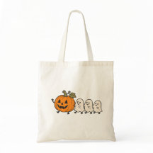 Söt spökparad Halloweenkalas Pumpa Canvas Shopping