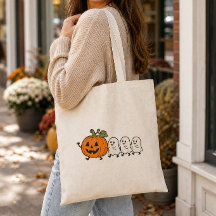 Söt spökparad Halloweenkalas Pumpa Canvas Shopping