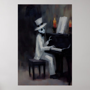 Söt spökpiano Mörk akademi, Halloween-utskrifter Poster