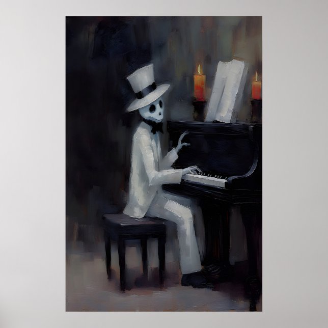 Söt spökpiano Mörk akademi, Halloween-utskrifter Poster (Framsidan)