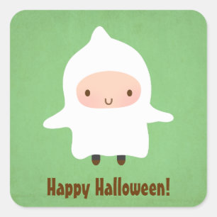 Söt spökpojke inte så läskig Halloween Fyrkantigt Klistermärke