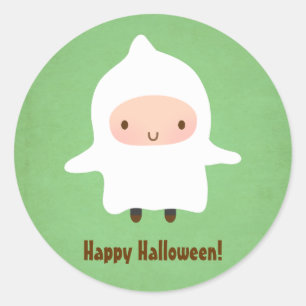 Söt spökpojke inte så läskig Halloween Runt Klistermärke