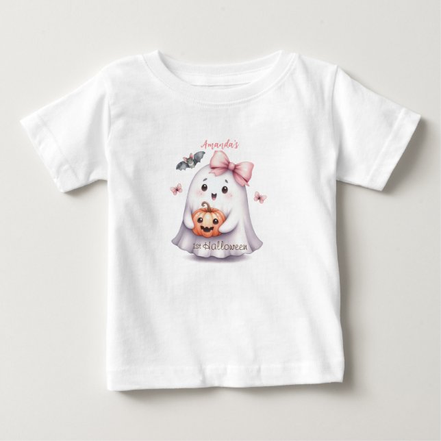 Söt Spökpumpa Fladdermus Halloween T Shirt (Framsida)