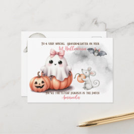 Söt Spökpumpa Fladdermus Halloween Vykort