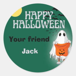 Söt Spökpumpa Gott Halloween Personlig Runt Klistermärke
