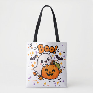 Söt spökpumpa Halloween-handväskor Tygkasse