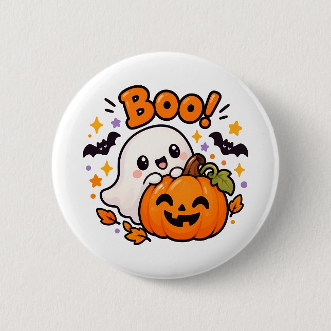 Söt Spökpumpa Halloween-knapp Knapp (Framsida)