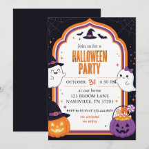 Söt spökpumpa inramad Halloween-fest inbjudan