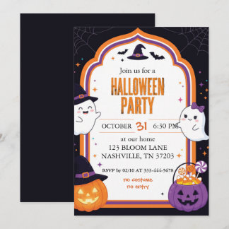 Söt spökpumpa inramad Halloween-fest inbjudan