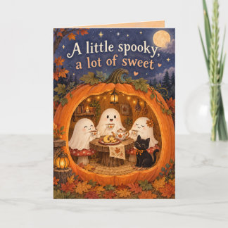 Söt spökpumpa te-partaj Halloween-kort Kort
