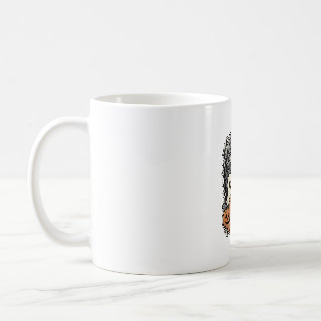 Söt Spökpumpa Tröja Vintage Gravyr Halloween Kaffemugg (Vänster)