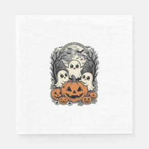 Söt Spökpumpa Tröja Vintage Gravyr Halloween Pappersservett