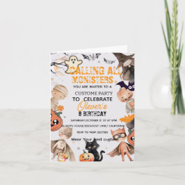 Söt spökräkning monster Barnkalasinbjudan Inbjudan