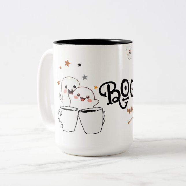 Söt spökrestaurang Boo-tiful morgon Halloween Två-Tonad Mugg (Framsida vänster)