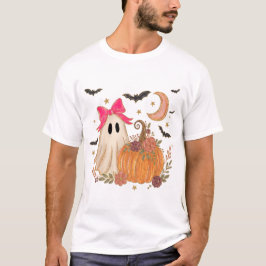 Söt spökrosa rosett Halloween T-shirt