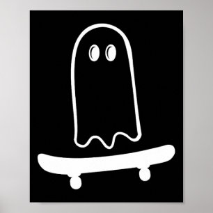 Söt spökskateboard till rolig skateboardåkare hall poster